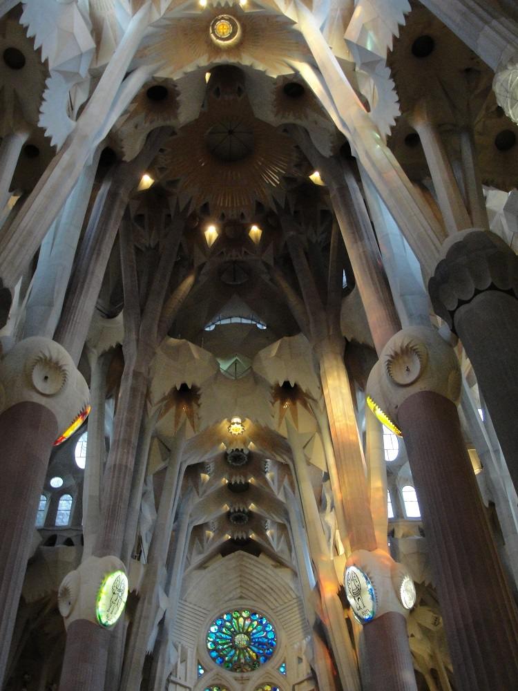 The interior of Sagrada Familia truly showcases what Art Nouveau architecture in Barcelona is all about.