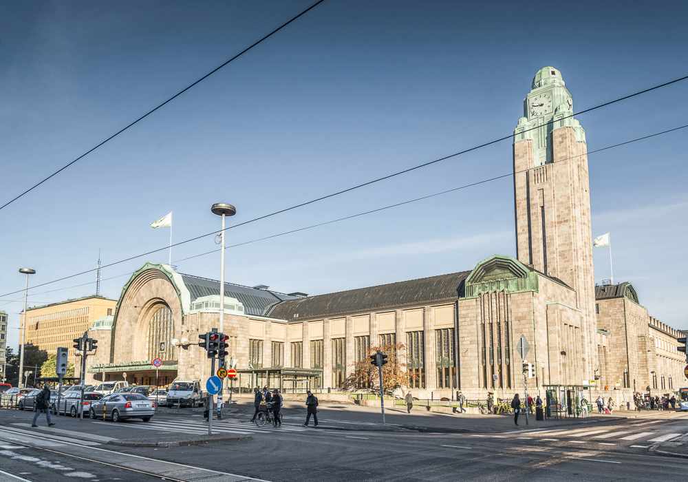 The beautiful Helsinki Central Station is one of the best sights to see on this free self-guided Helsinki walking tour.