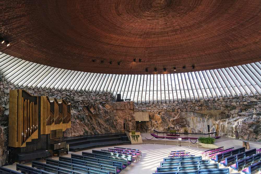 Must-See Helsinki: When spending one day in Helsinki, don't forget to check-out the intriguing interior of the Temppeliaukio Rock Church.