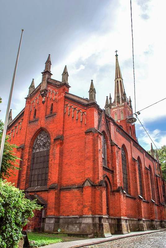 Riga Churches: The wonderful red-brick Neo-Gothic St. Saviour's Church is one of the numerous churches to see on this free self-guided Riga walking tour.