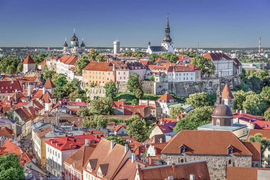 Tallinn Walking Tour: Aerial panorama of the picturesque medieval old town of Tallinn.