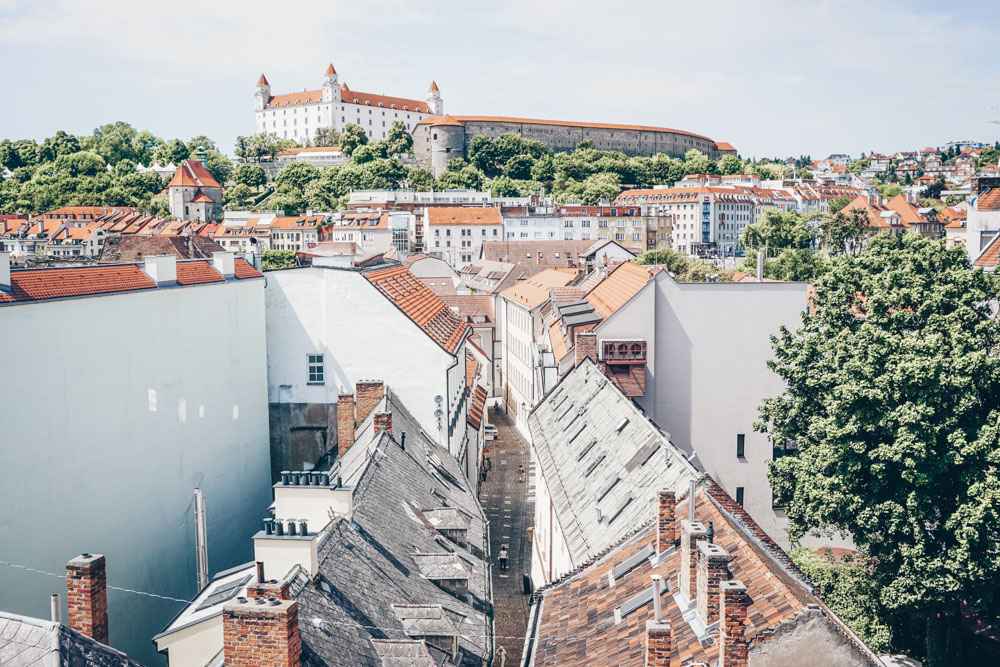 Bratislava viewpoints: The panoramic view from the top of Michael's Gate is one of the best things to do in Bratislava.