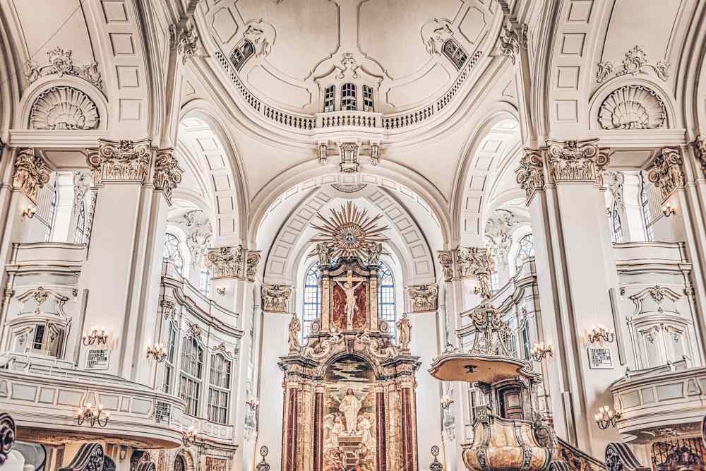 Churches in Hamburg - The Neo-Baroque altar, amazing organs and marble pulpit of St. Michael's Church