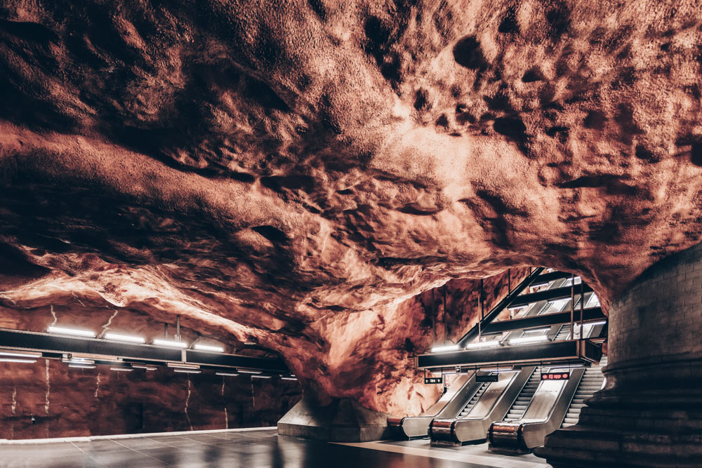 Stockholm attractions: Rådhuset metro station of the Stockholm metro