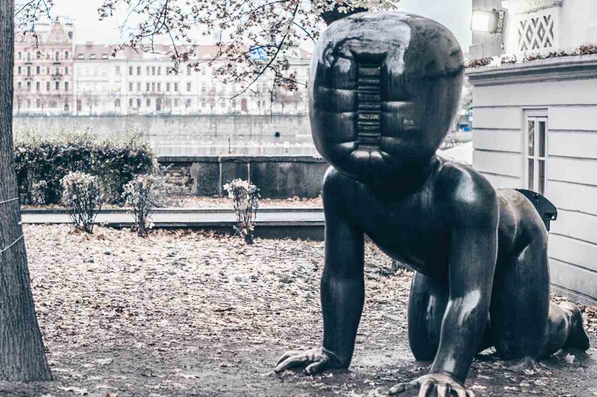 Things to see in Prague: One of Czech artist David Cerny's giant Crawling Babies sculpture.