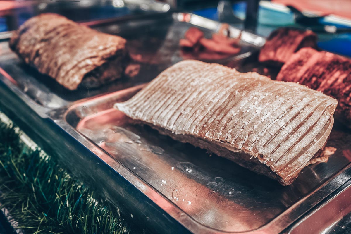 Try a flaeskesteg sandwich at the Christmas markets in Copenhagen!
