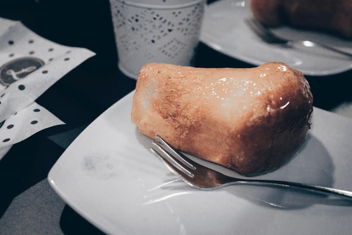 Italian pastries: Baba, a mushroom-shaped small yeast cake doused in a liquor syrup