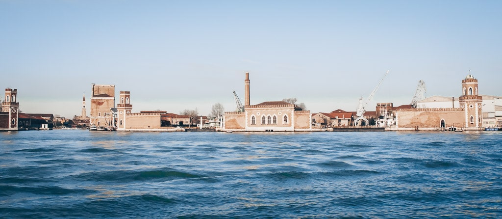 Dockyards and factories of the Arsenale in Venice, Italy.