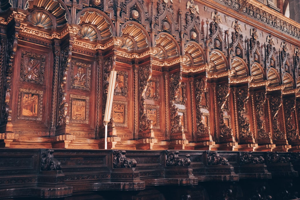 The superbly-carved woodwork of the Monks' Choir in Venice's Frari Church.