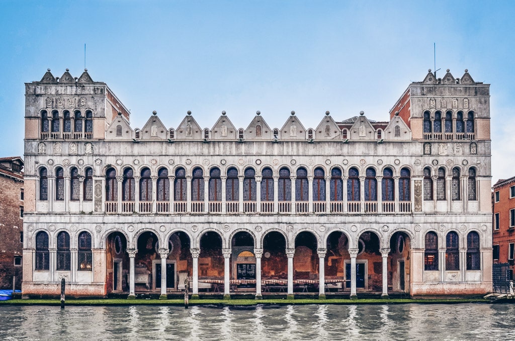 Venice Grand Canal Palaces: The gray Fondaco dei Turchi, now home to the Museum of Natural History.