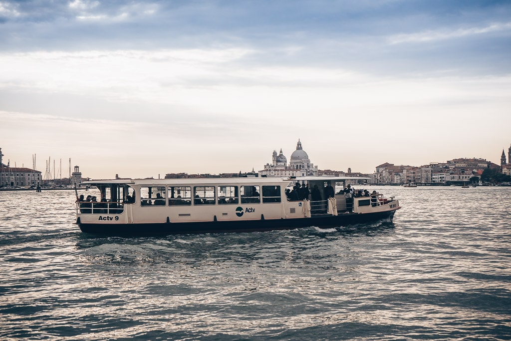 A vaporetto (public waterbus) in Venice.