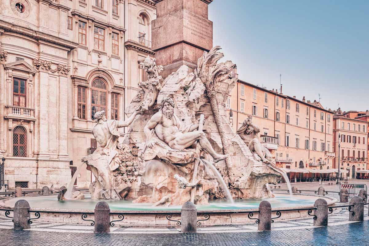 Rome, Italy fountains: Fountain of the Four Rivers by Gian Lorenzo Bernini