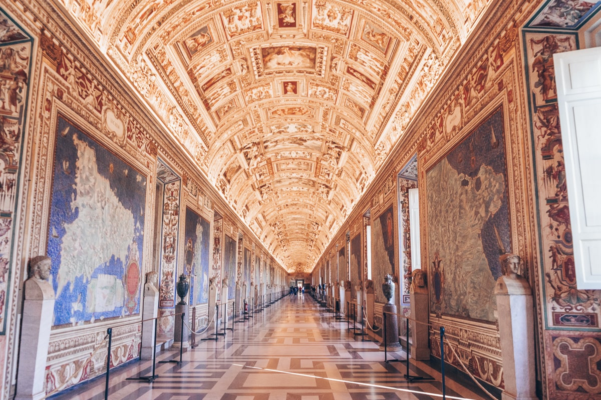 Rome Instagram: The marvelous Gallery of the Maps, with its gilded ceiling, in the Vatican Museums