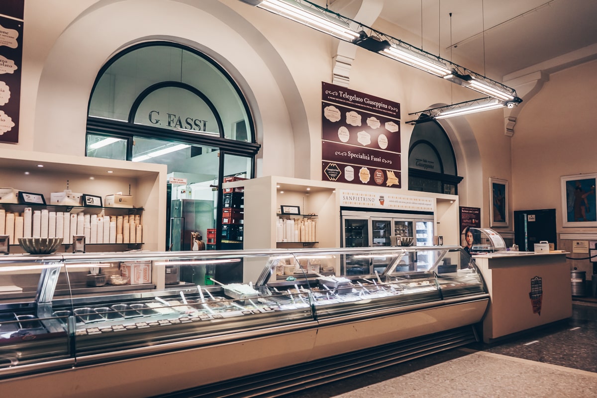 Best gelateria in Rome: The interior of the famous Gelateria Fassi 