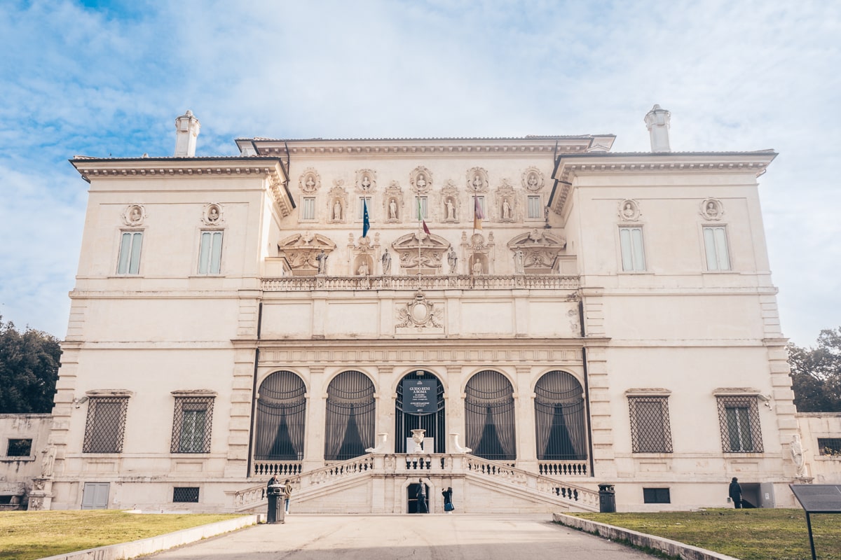 Rome Museums: The exterior of the famous Borghese Gallery on a sunny day