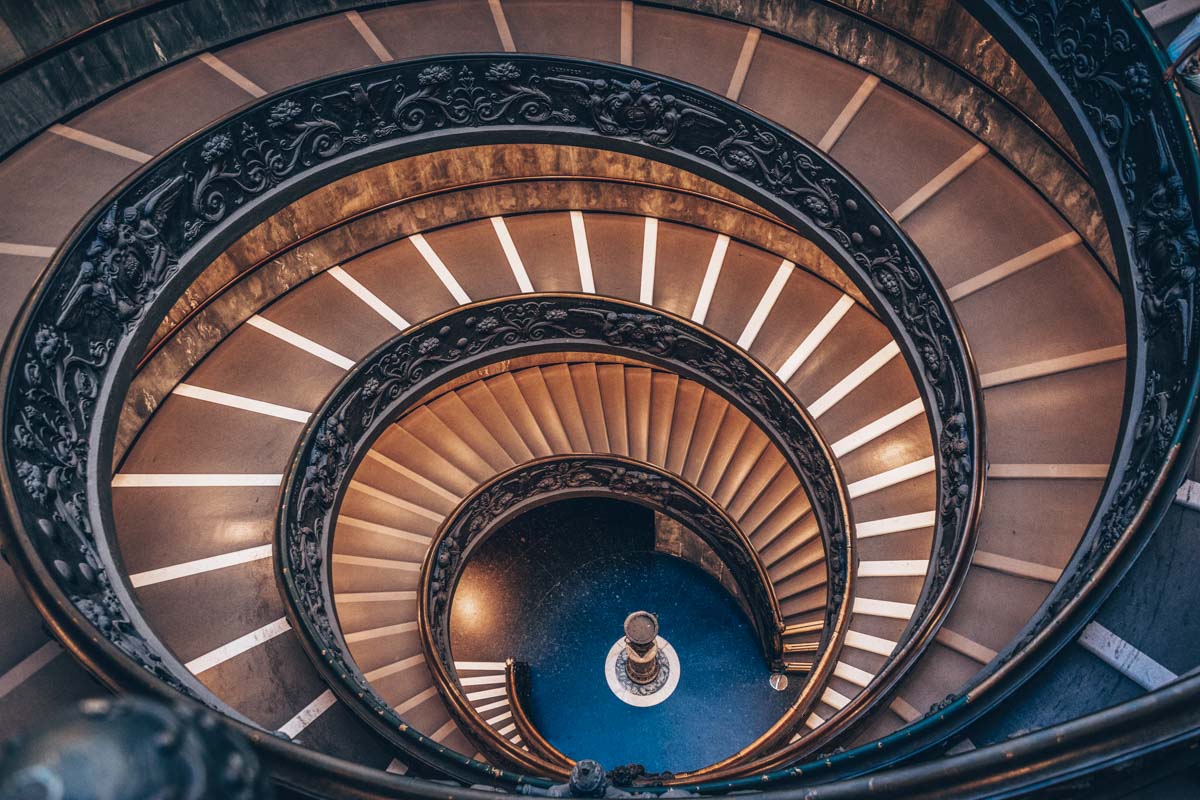 The famous spiral staircase in the Vatican Museums