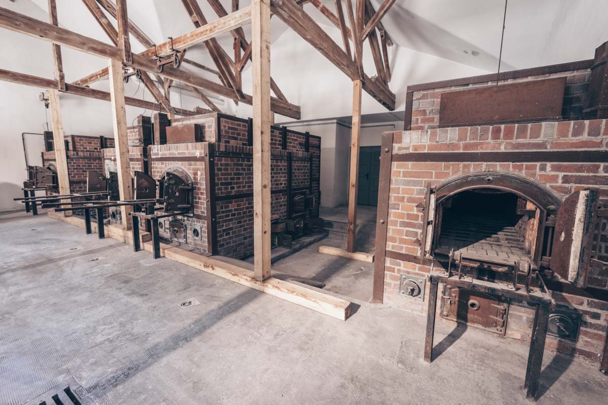 The coal-fired brick ovens od the crematorium of the Dachau Concentration Camp