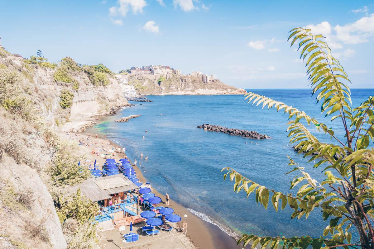 Visit Procida: The small, cresent-shaped Chiaia Beach 