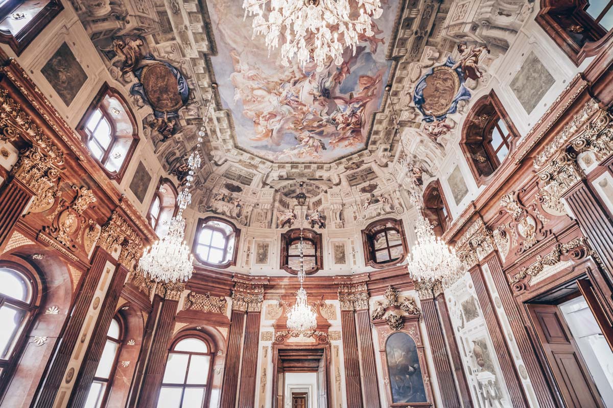 The ornate frescoed interior of the Marble Hall of the Upper Belvedere Palace Vienna. PC: Marco Brivio - Dreamstime.com