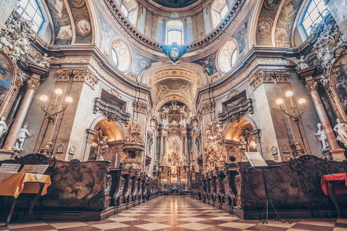 The ornate interior of the St. Peter's Church (Peterskirche) in Vienna. PC: Koba Samurkasov - Dreamstime.com