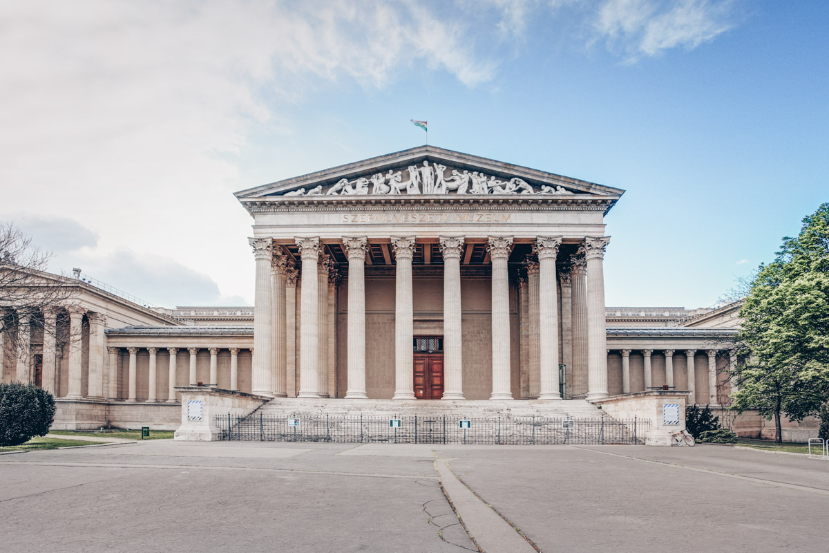 The grand Neoclassical building of the Museum of Fine Arts in Budapest