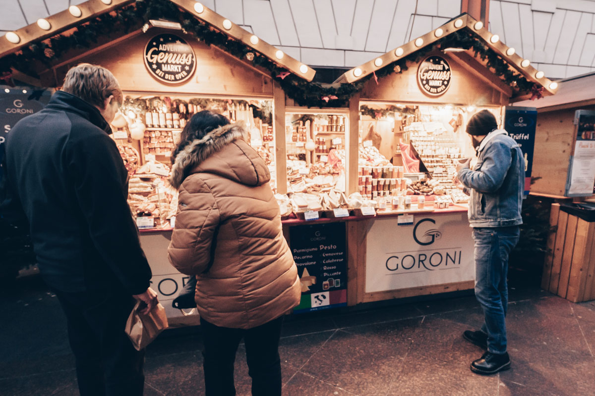 The gourmet Christmas market by the opera in Vienna.